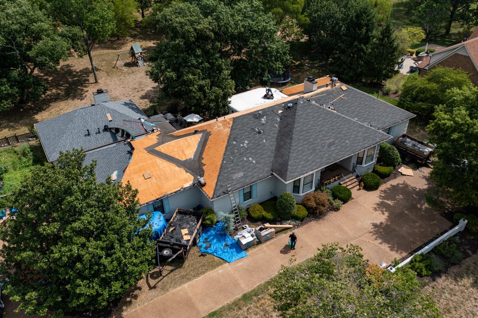 Finished Omer Roofing project from above